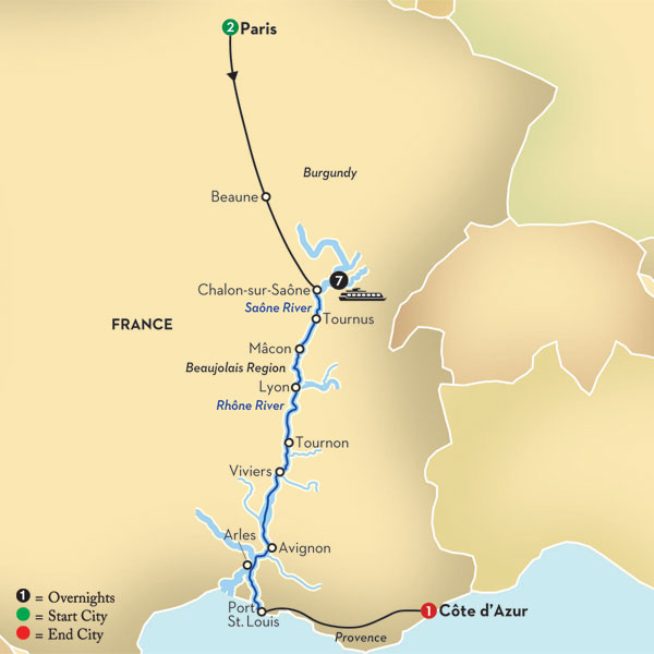Burgundy and Provence Map